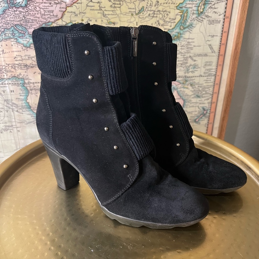 Aquatalia Black Suede Gemma Italian Boots size 8